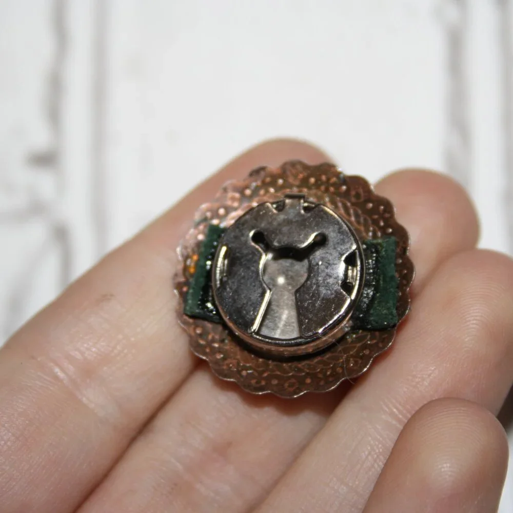 🟢🟤 Vintage Copper + Green Button Cover · 1